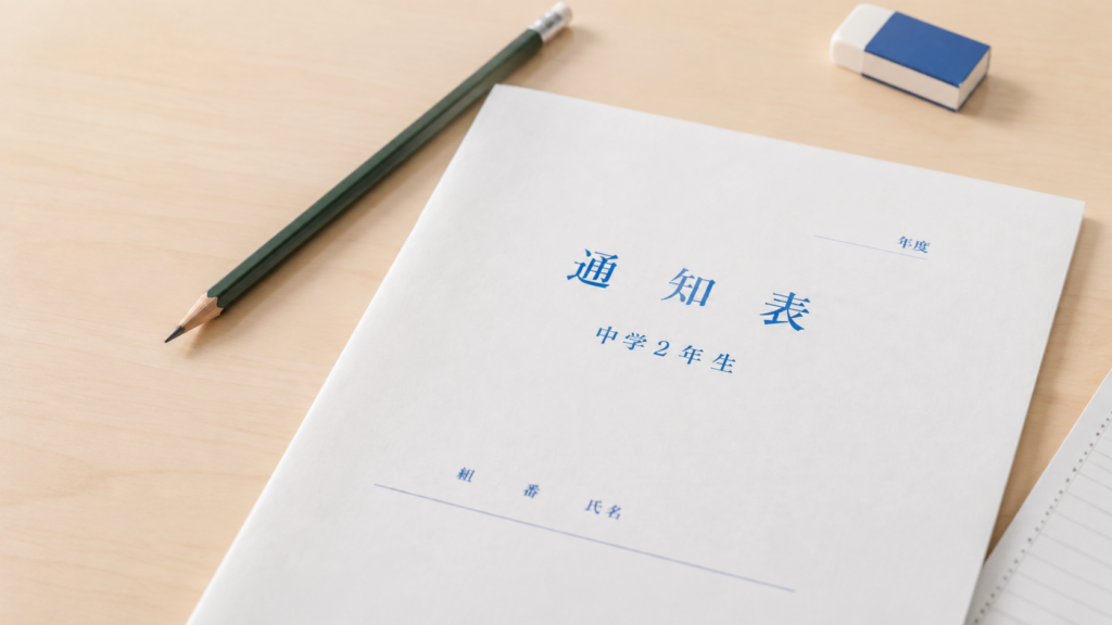中学2年生の通知表を確認するイメージ画像